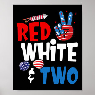 Poster Branco Vermelho E Dois Aniversário 4 De Julho Amer