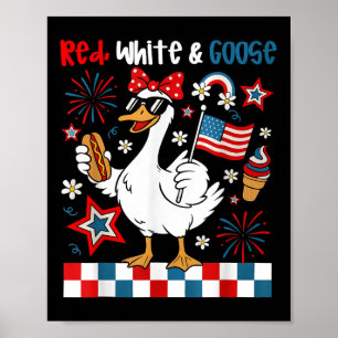 Poster Branco Vermelho E Ganso Engraçado 4 De Julho Patri
