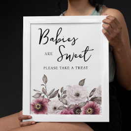Poster Brancos e Plum Floral Babies são Sinal Doce