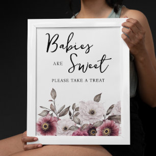 Poster Brancos e Plum Floral Babies são Sinal Doce