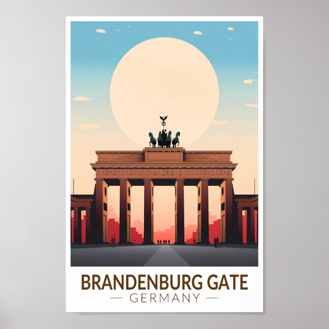 Poster Brandenburg Gate Alemanha Viagem Art Vintage (Frente)
