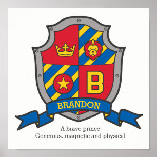 Pôster Brandon boys name significa heraldry shield letter