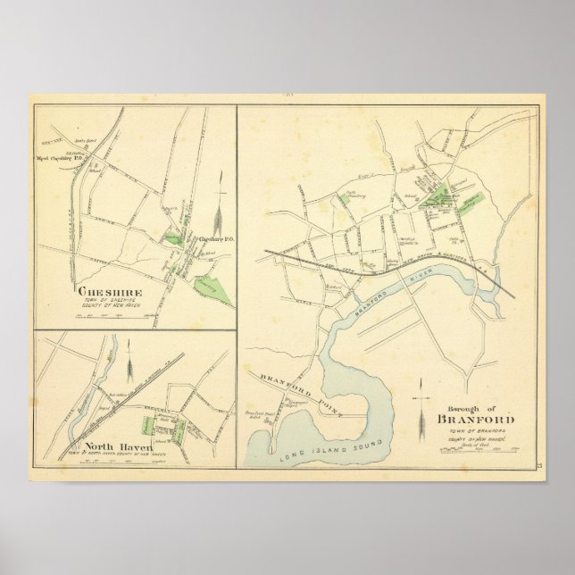 Pôster Branford, Cheshire, N Haven (Frente)