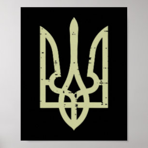 Poster Brasão da Ucrânia Tridente Símbolo Ucraniano Tryzu