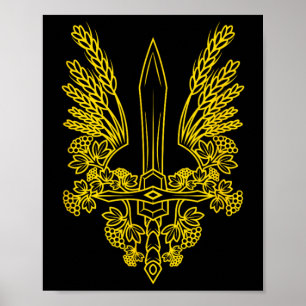 Poster Brasão de Armas Amarelo Estilizado da Ucrânia - Uc