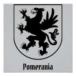Pôster Brasão de Armas da Pomerânia Preto e Branco Heráld