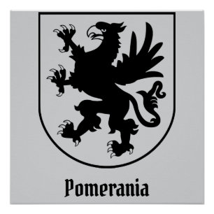 Pôster Brasão de Armas da Pomerânia Preto e Branco Heráld