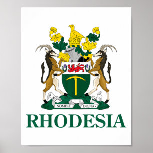Poster Brasão de Armas da Rodésia Zimbábue Engraçado Áfri