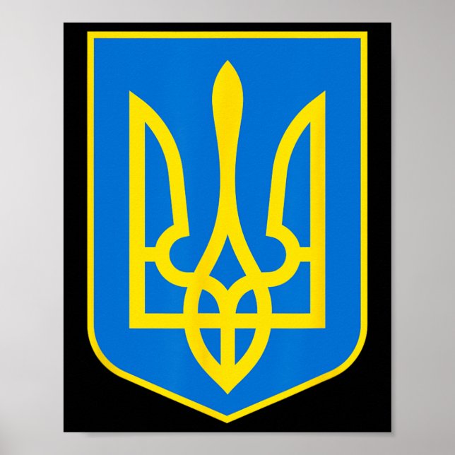 Poster Brasão de Armas da Ucrânia - Slava Ukraini 2  (Frente)