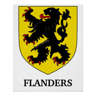 Pôster Brasão de Armas de Flandres Leão Heráldico