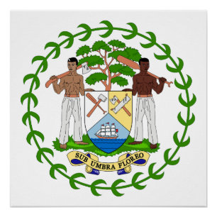 Pôster brasão de armas do país Belize símbolo emblema ban