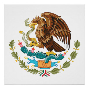 Pôster brasão de armas do país México símbolo emblema ban