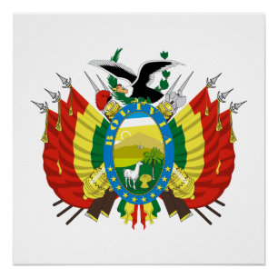 Pôster brasão de armas símbolo emblema bandeira da Bolívi