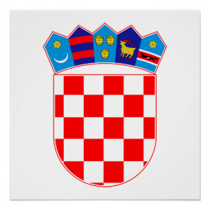 Pôster brasão de armas símbolo emblema bandeira da Croáci
