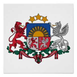 Pôster brasão de armas símbolo emblema bandeira da Letôni