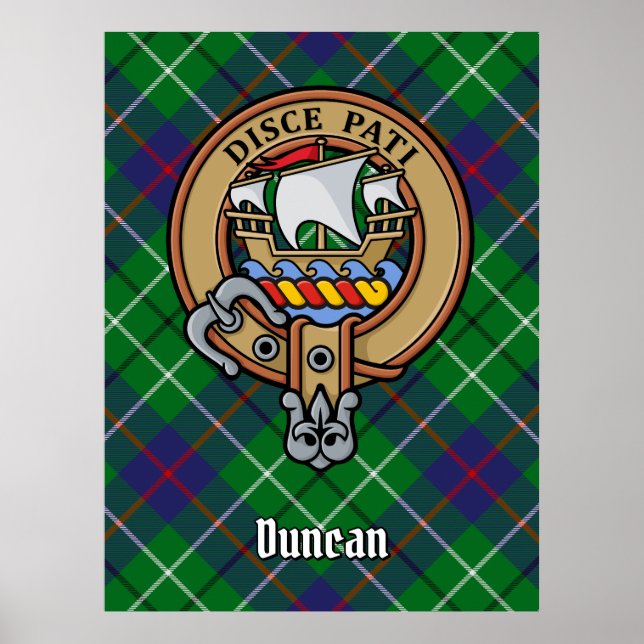 Poster Brasão do Clã Duncan sobre Tartan (Frente)