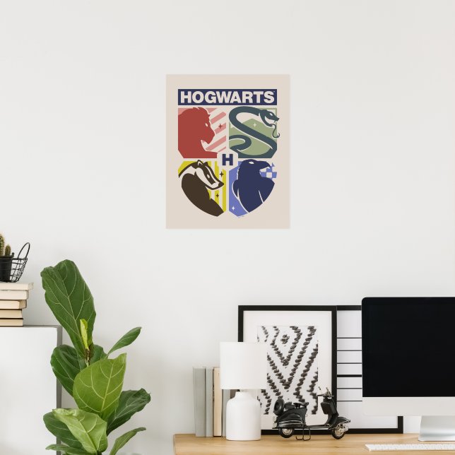 Poster Brasão Estampado HOGWARTS™ Vintage (Escritório em casa)