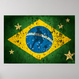 Poster Brasil: Bandeira Grunge para Futebol Brasileiro