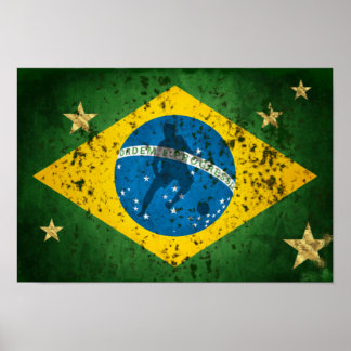 Poster Brasil: Bandeira Grunge para Futebol Brasileiro