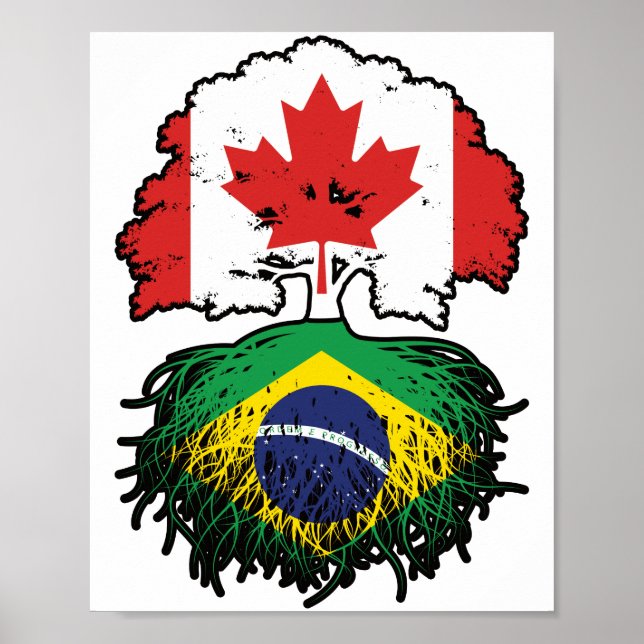 Poster Brasil: Canadá, Canadá, Bandeira das Raízes das Ár (Frente)