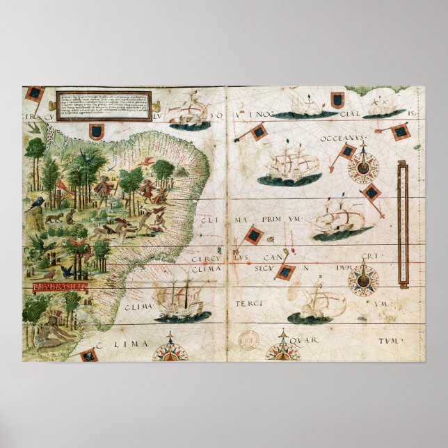 Pôster Brasil do 'Atlas Miller' de Pedro Reinel (Frente)