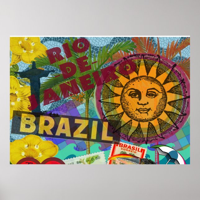 Poster Brasil Rio Coloca Sol América do Sul (Frente)