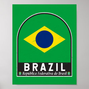 Poster Brasil Sinalizador Emblem Vintage