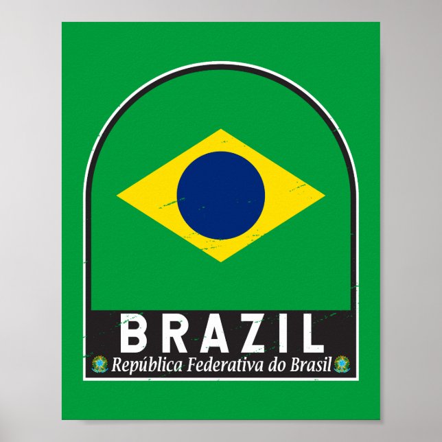 Poster Brasil Sinalizador Emblem Vintage (Frente)