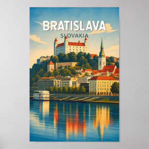 Poster Bratislava Eslováquia Ilustração Arte Viagem Retro