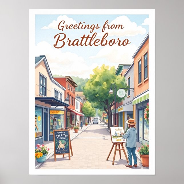 Poster Brattleboro, Vermont – Antiguidade sofisticada no  (Frente)