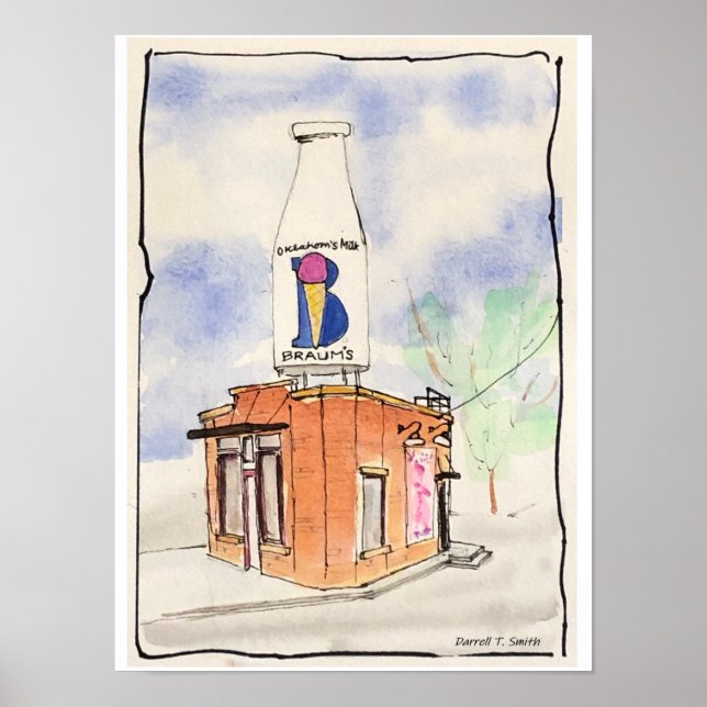 Poster Braums Milk Bottle Building - Oklahoma City, OK (Frente)