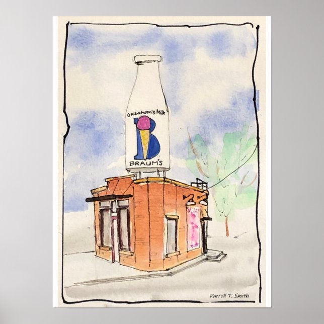 Poster Braums Milk Bottle Building - Oklahoma City, OK (Frente)