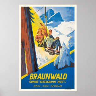 Poster Braunwald Gumen-Sesselbahn Schweiz Suisse