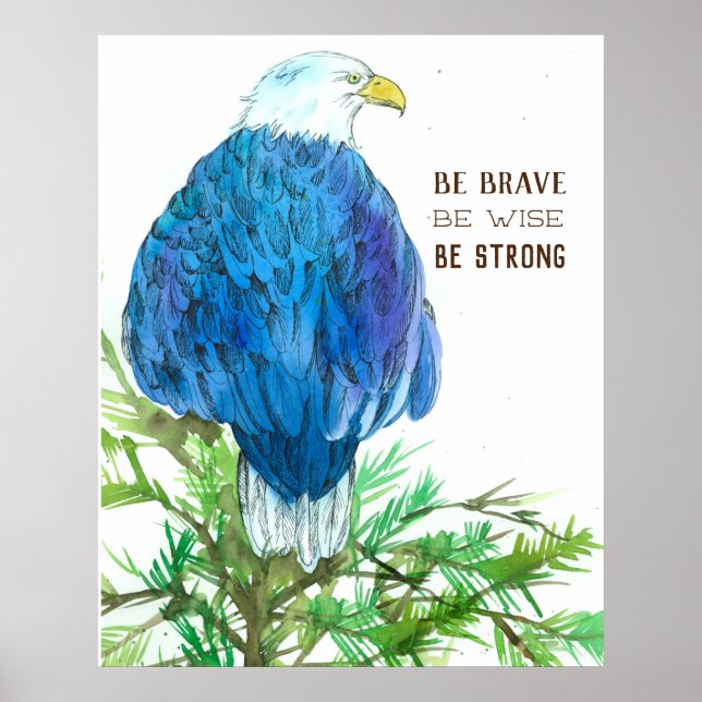 Poster Brave de Águia Balda Sábio Fortes Palavras Positiv (Frente)