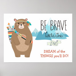 Poster Bravo Urso Tribal Fofo Berçário