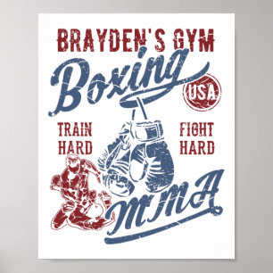 Poster Brayden's Gym Boxing Mma Retro Design para o nome
