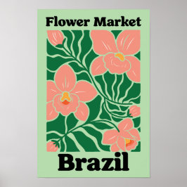 Poster Brazil Flower Market Peach Orchid Tropical