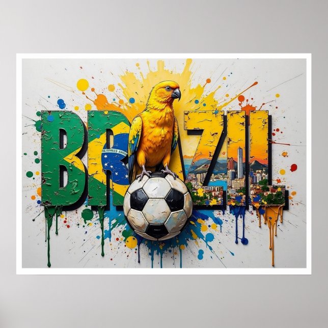 Poster Brazil Football Citiscape Oil Painting StylePoster (Frente)