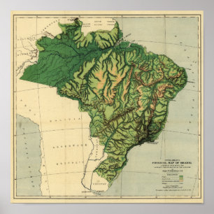 Pôster BrazilPhysical MapBrazil panorâmico