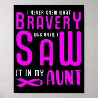Poster Breast cancer pink ribbon knew what bravery was 