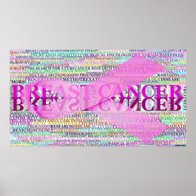 Pôster Breast Cancer Ribbon Art (Frente)