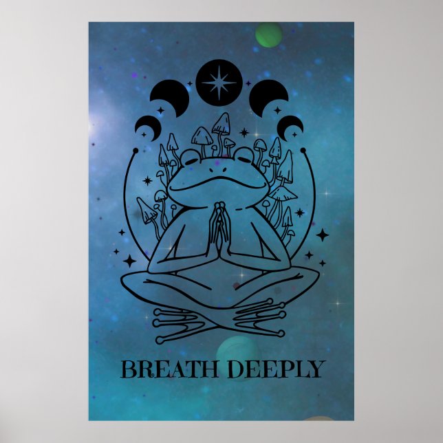 Poster Breath Deeply Yoga Sapo (Frente)