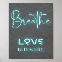 Breathe Love Be pacífica aspas de neon azul