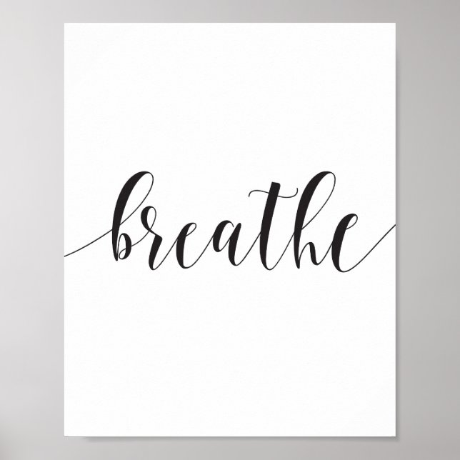 Poster Breathe Typografia Motivational Cote, Zen Relax (Frente)