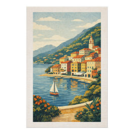 Pôster Breathtaking Riviera Seaside Retro Travel Poster