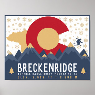 Poster Breckenridge Colorado Flag Mountain Souvenir
