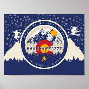 Poster Breckenridge Colorado Flag Mountain Souvenir