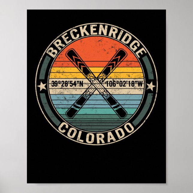 Poster Breckenridge Colorado Skiing Mountain Snowboard (Frente)