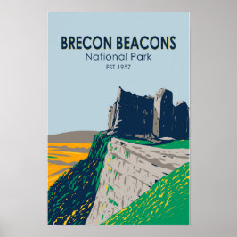 Poster Brecon Beacons National Park Wales Vintage