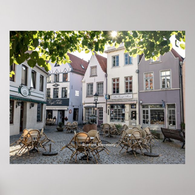 Poster Bremen, Alemanha, centro histórico, (Frente)